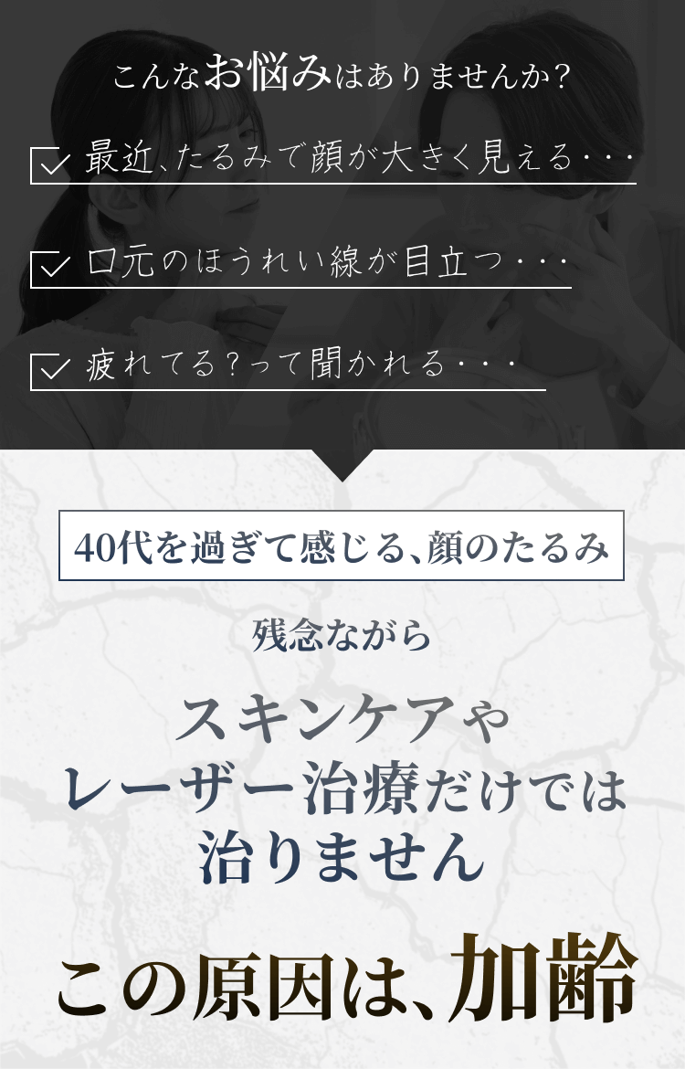 40代を過ぎて感じる、顔のたるみ。この原因は加齢
